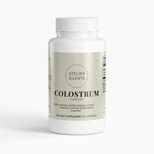 Colostrum Capsules dietary supplement bottle for digestive comfort and immune support