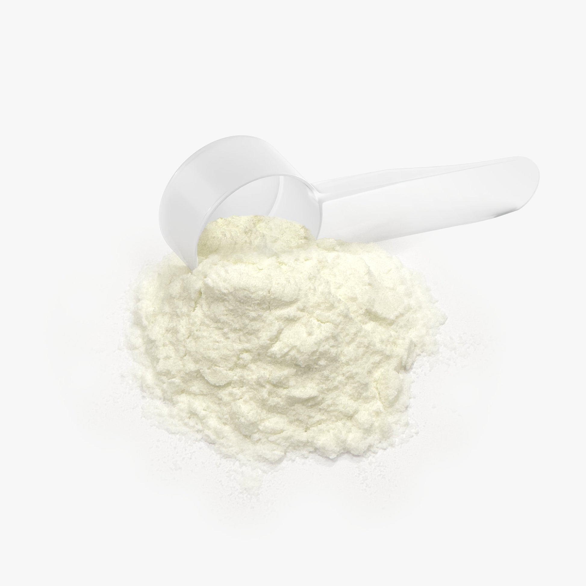 Colostrum Powder in a heap with a white scoop, ideal for supporting gut comfort and immunity.