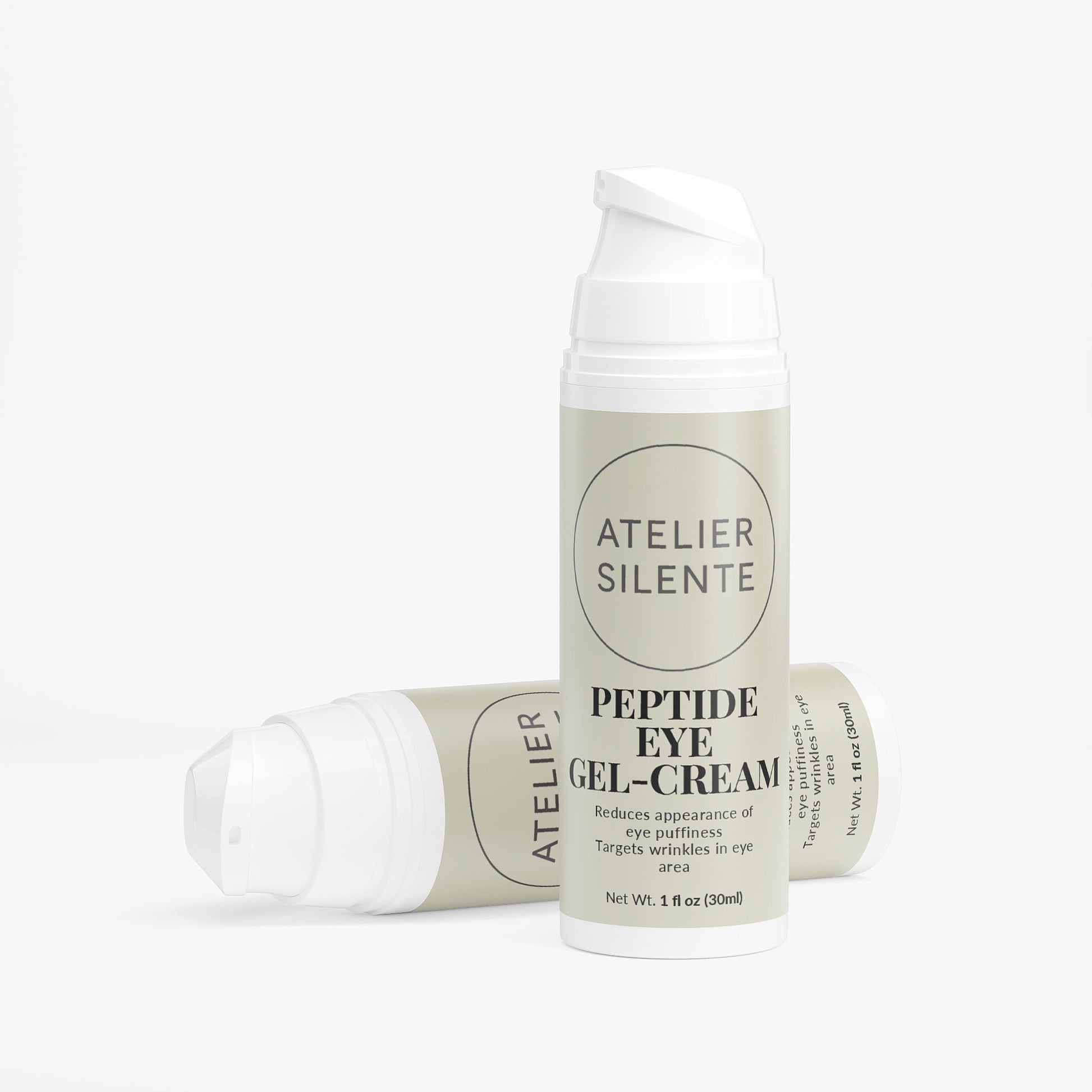 Peptide Eye Gel-Cream bottle aimed at reducing puffiness and wrinkles around the eyes.