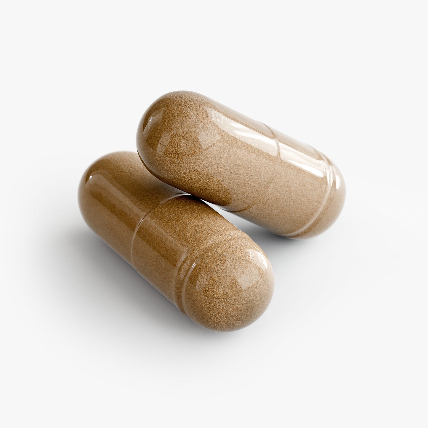 Two capsules of Liver Support supplement on a white background, promoting liver health and wellness.