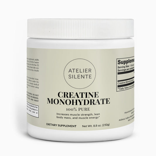 Creatine Monohydrate supplement container for increased muscle strength and recovery.