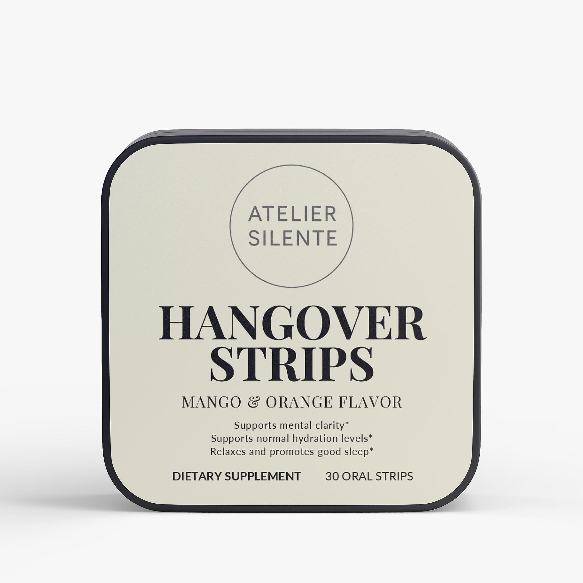 Hangover Strips box featuring mango and orange flavor for quick recovery after a night out.